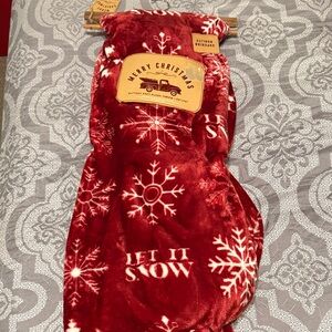 Red Merry Christmas Plush Throw
